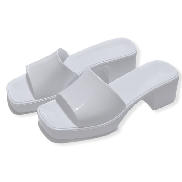 White Jelly Block Heels - Picture 3 of 13
